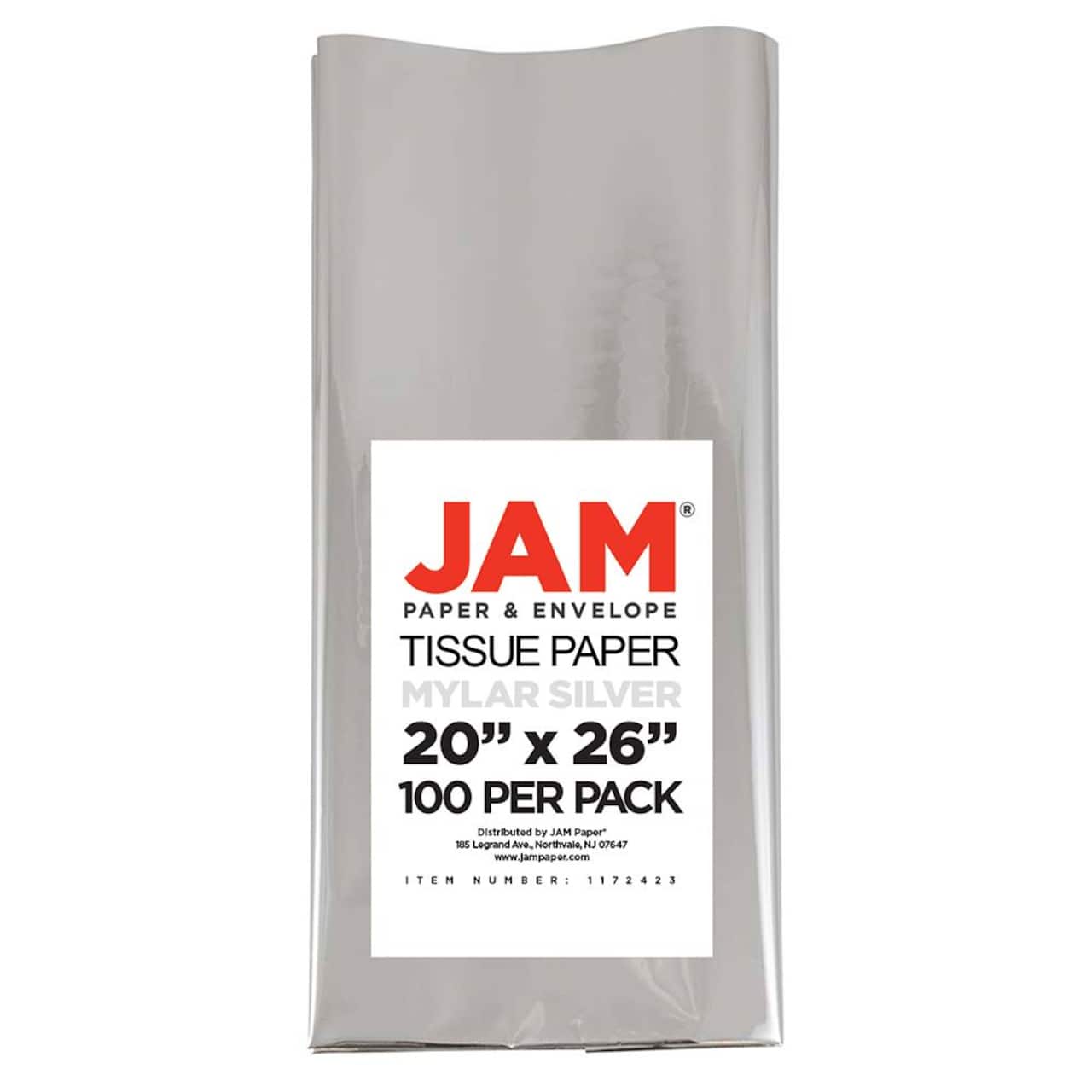 JAM Paper Silver Mylar Tissue Paper, 1000 Sheets